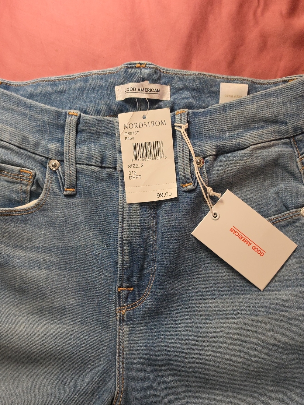 Good American ( Good Straight)  Light Blue High-Rise Jeans